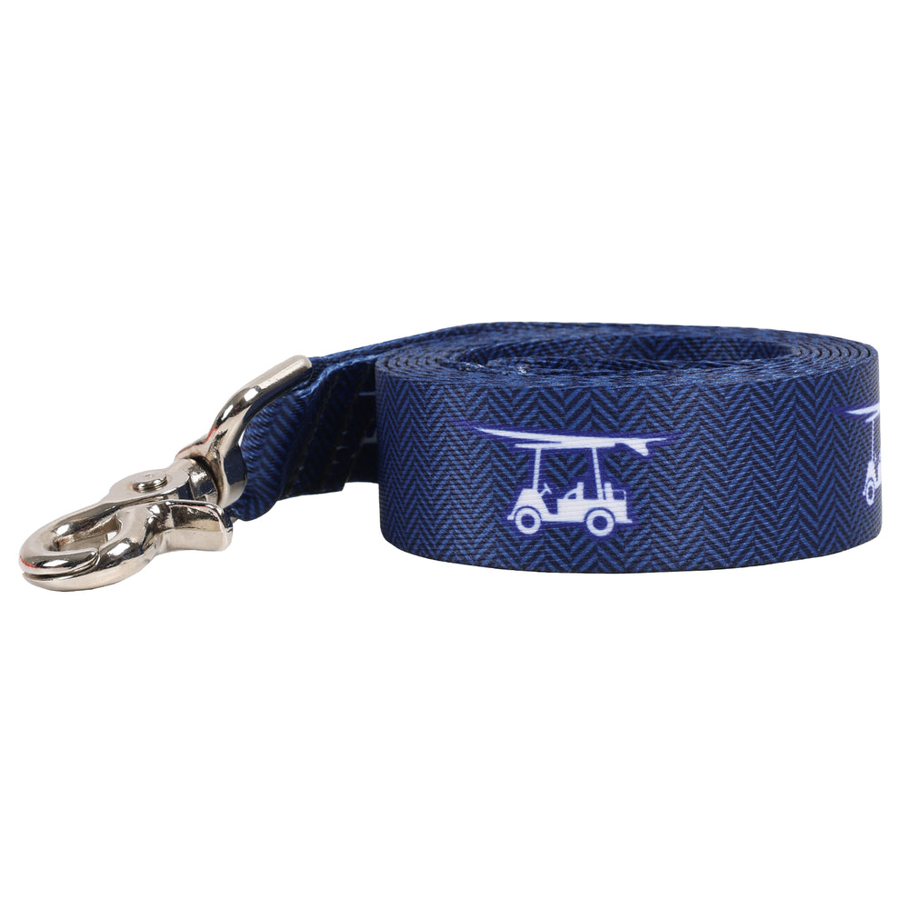 Printed Dog Leash - Golf Cart - Chevron Navy