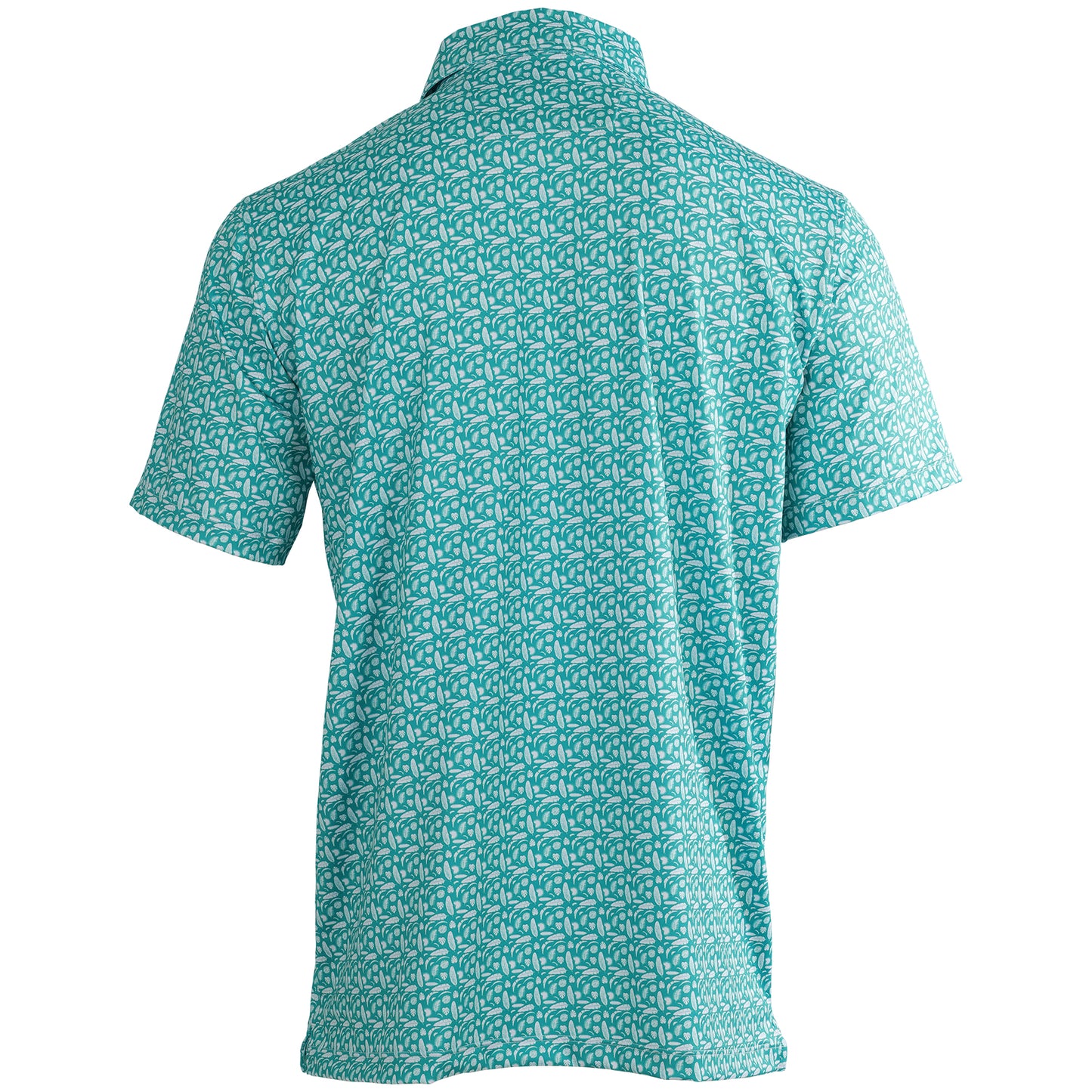 Albatross Polo - Exotic Leaves All-Over Print - White / Lagoon