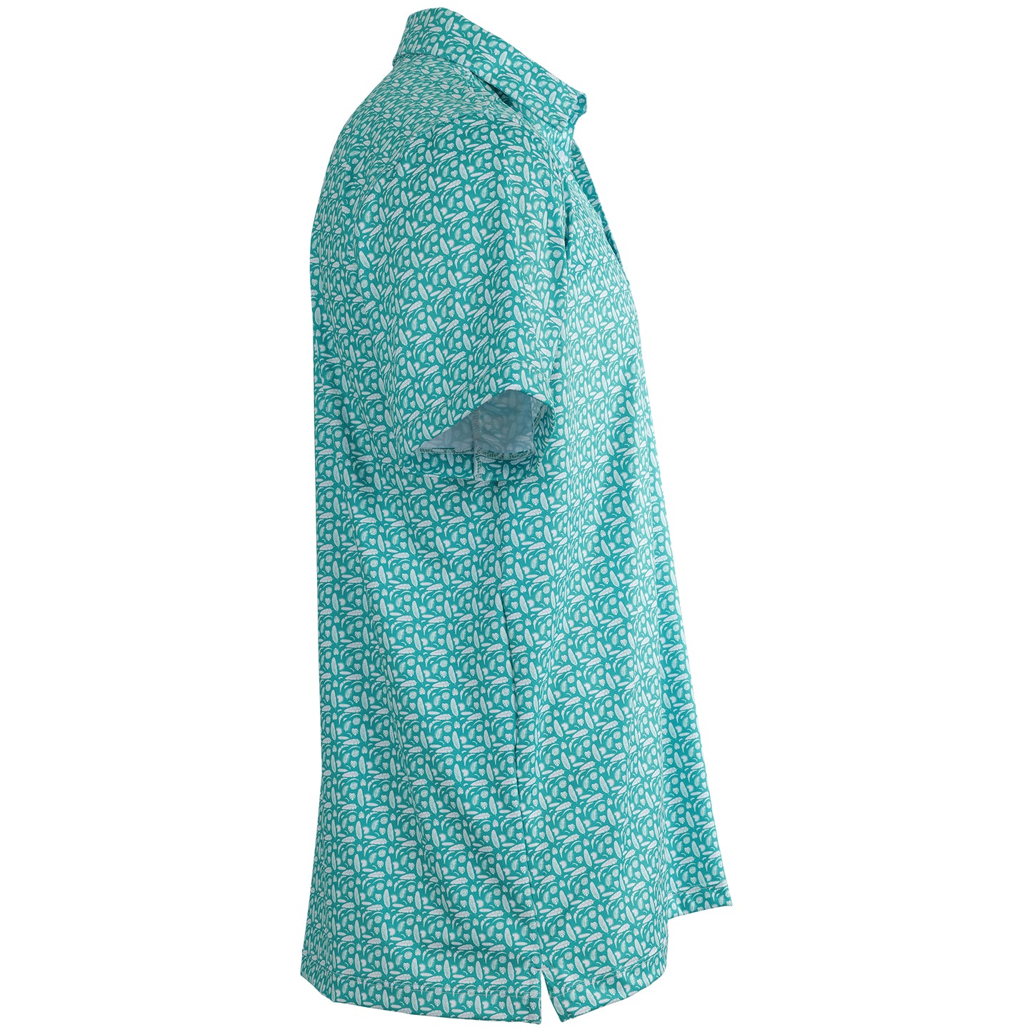 Albatross Polo - Exotic Leaves All-Over Print - White / Lagoon