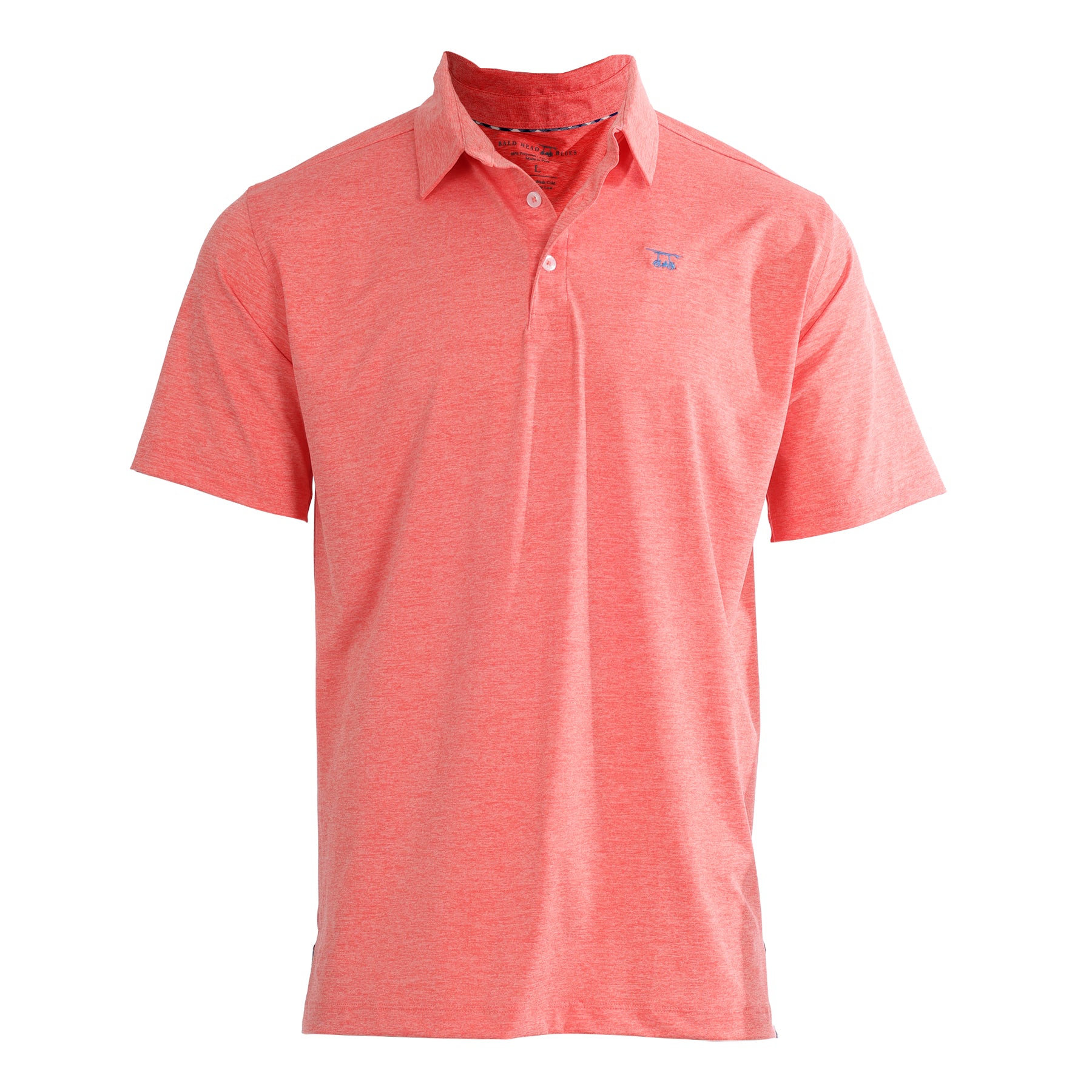 Albatross Men's Polyester Polo Shirt in Heather Coral - Bald Head