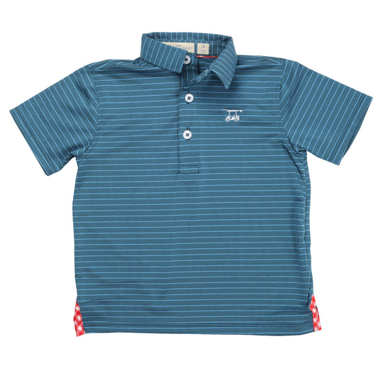 Youth Albatross Polo - Ocean Depth / Azure Blue Pinestripe