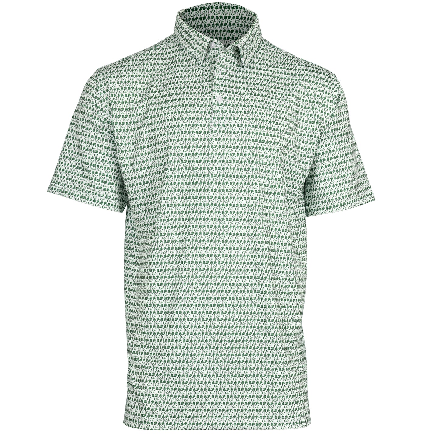 Albatross Polo - Pine Trees All-Over Print - Green / White