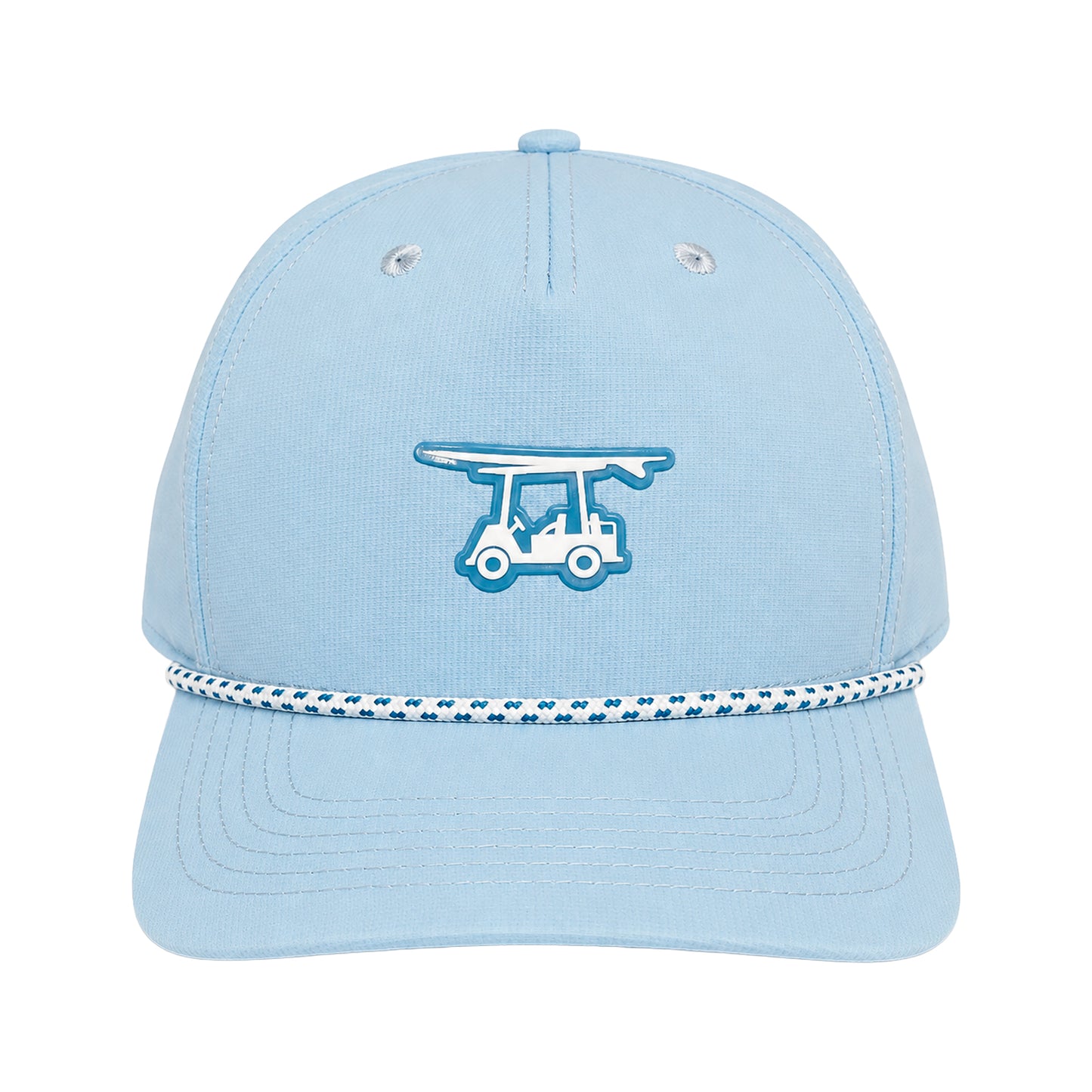 Five Panel Roped Trucker Hat - Light Blue