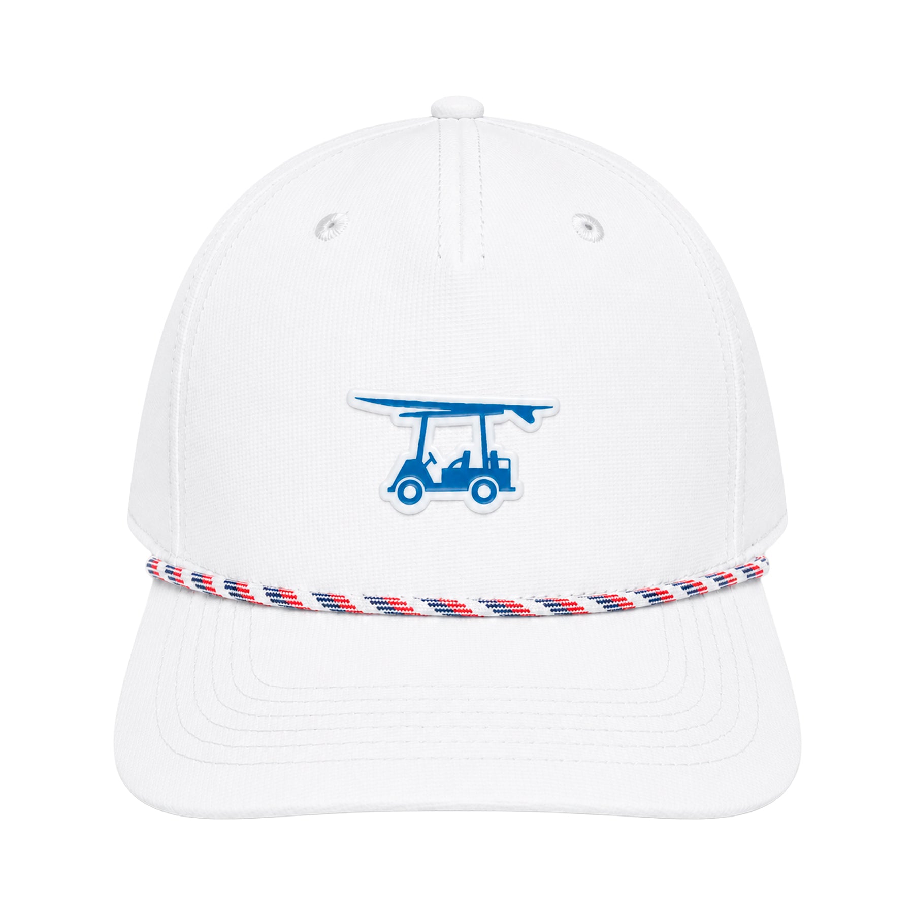 Five Panel Twill Roped Trucker Hat - White