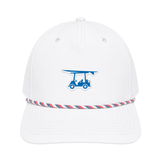 Five Panel Twill Roped Trucker Hat - White