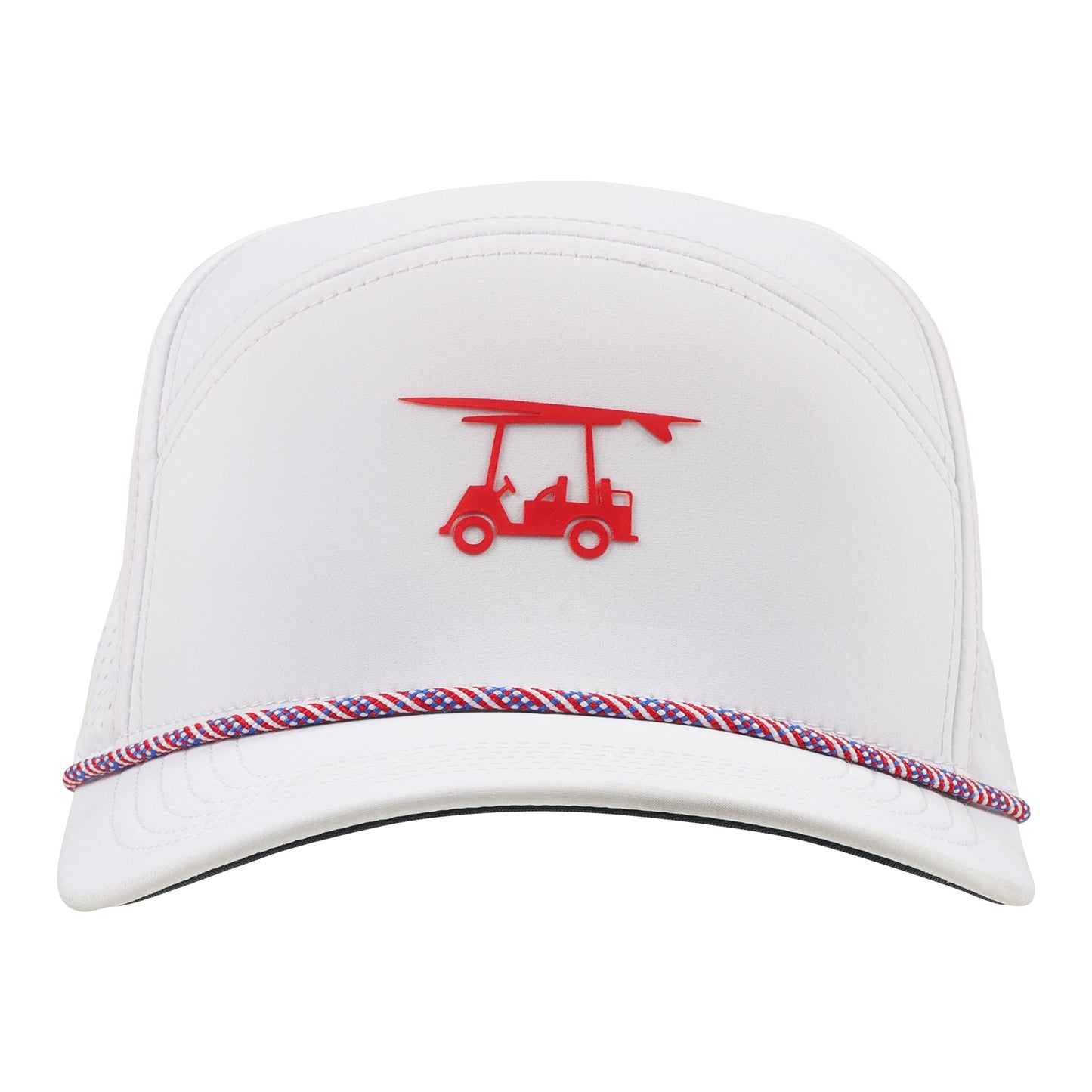 Six Panel Twill Roped Trucker Hat - Brilliant White