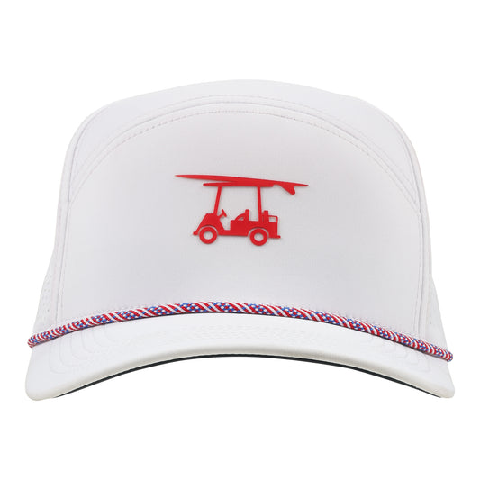 Six Panel Twill Roped Trucker Hat - Brilliant White