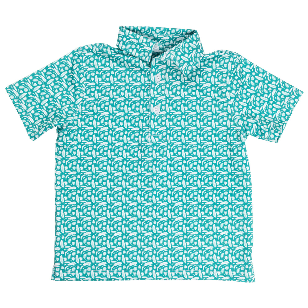 Albatross Youth Polo - Exotic Leaves / White