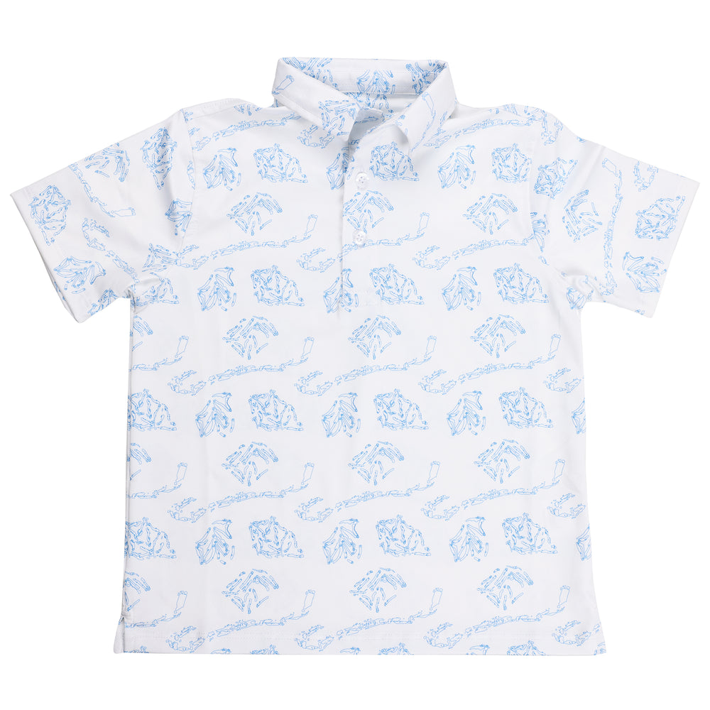 Youth Albatross Polo - Majors All-Over Print on White
