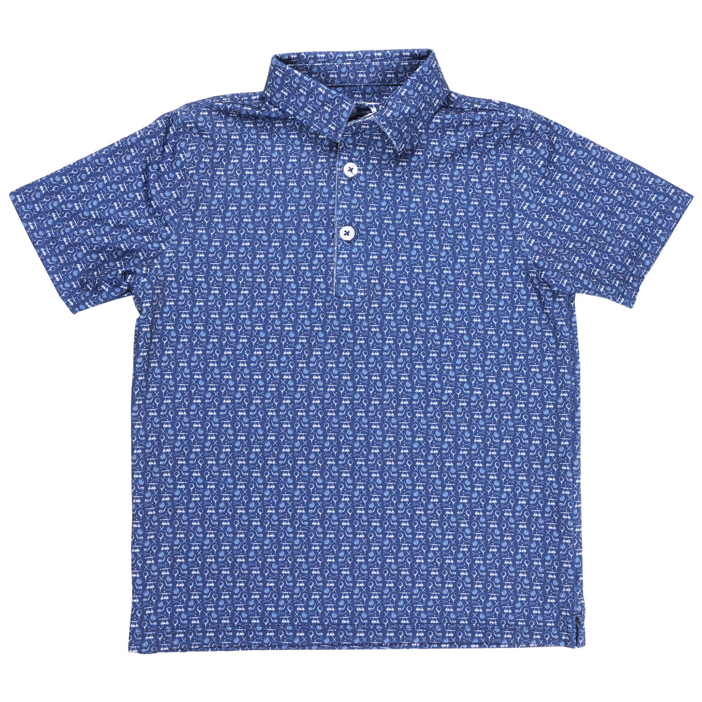 Albatross Youth Polo - Medieval w/ All-Over Golf Print