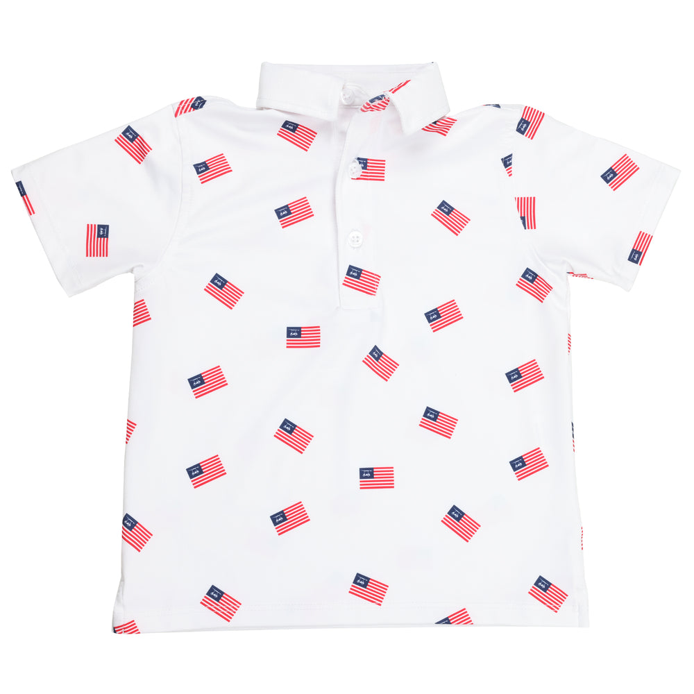 Albatross Youth Polo - White USA Flag