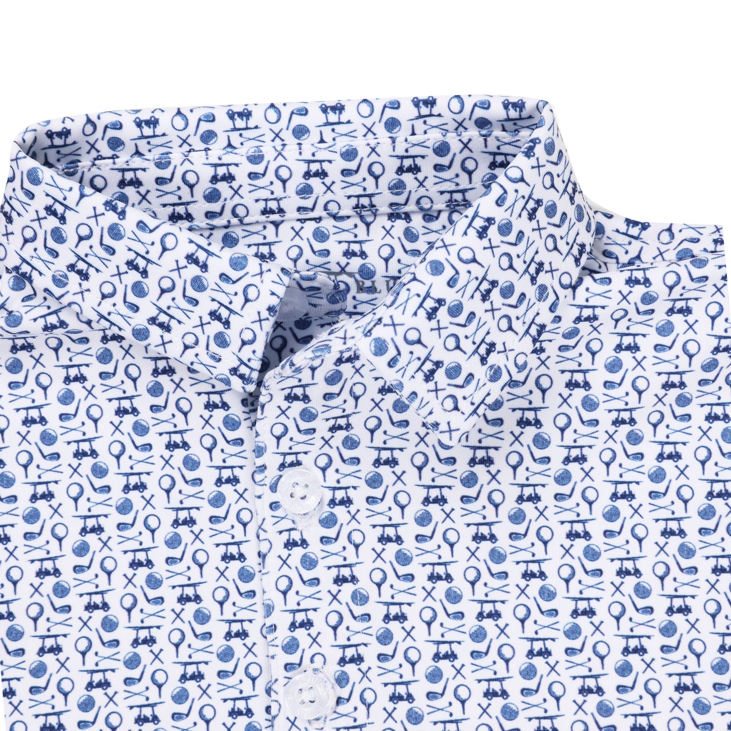 Albatross Youth Polo - White w/ All-Over Golf Print