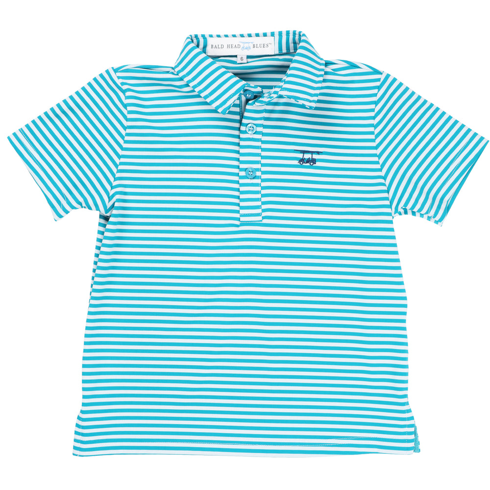 Youth First Class Polo - Lagoon / White Stripe