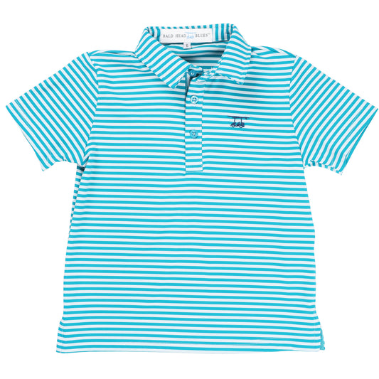 Youth First Class Polo - Lagoon / White Stripe