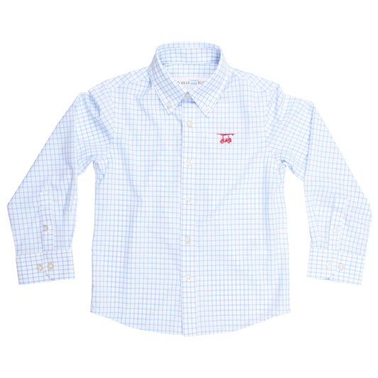Youth Islander Button Down - White w/ Bell Checks