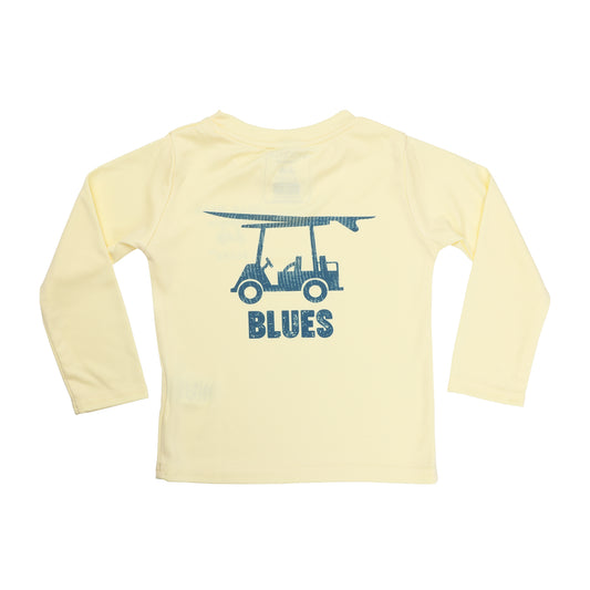 Youth Performance Long Sleeve T-Shirt - Blues Logo - Pale Yellow
