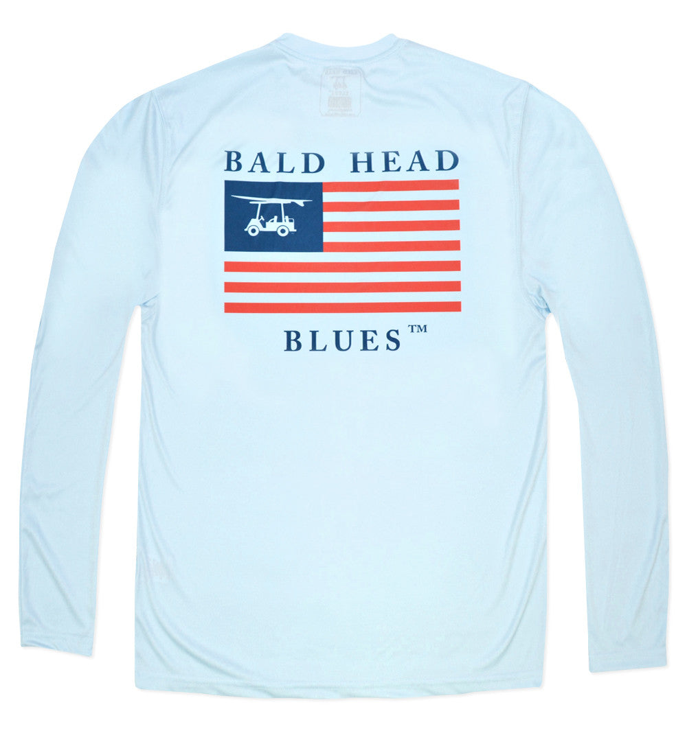 Long Sleeve Performance Shirt USA T-Shirt Bald Head Blues