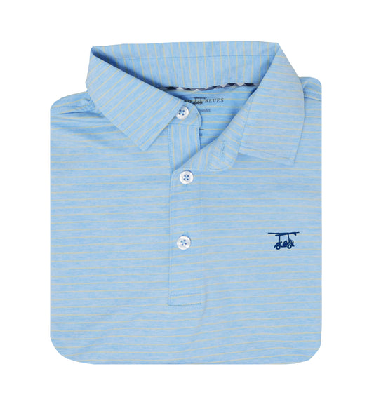 Limited Edition Albatross Polo - Heather Bell / Yellow Pinstripes
