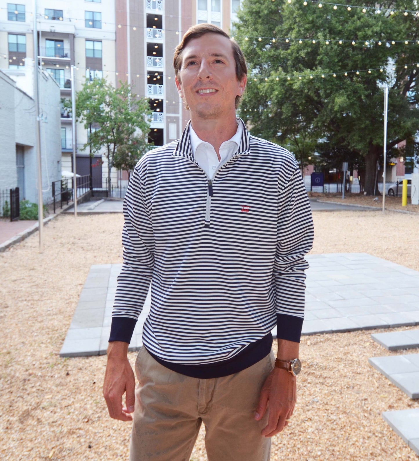 Dogwood Quarter Zip- Medieval/White