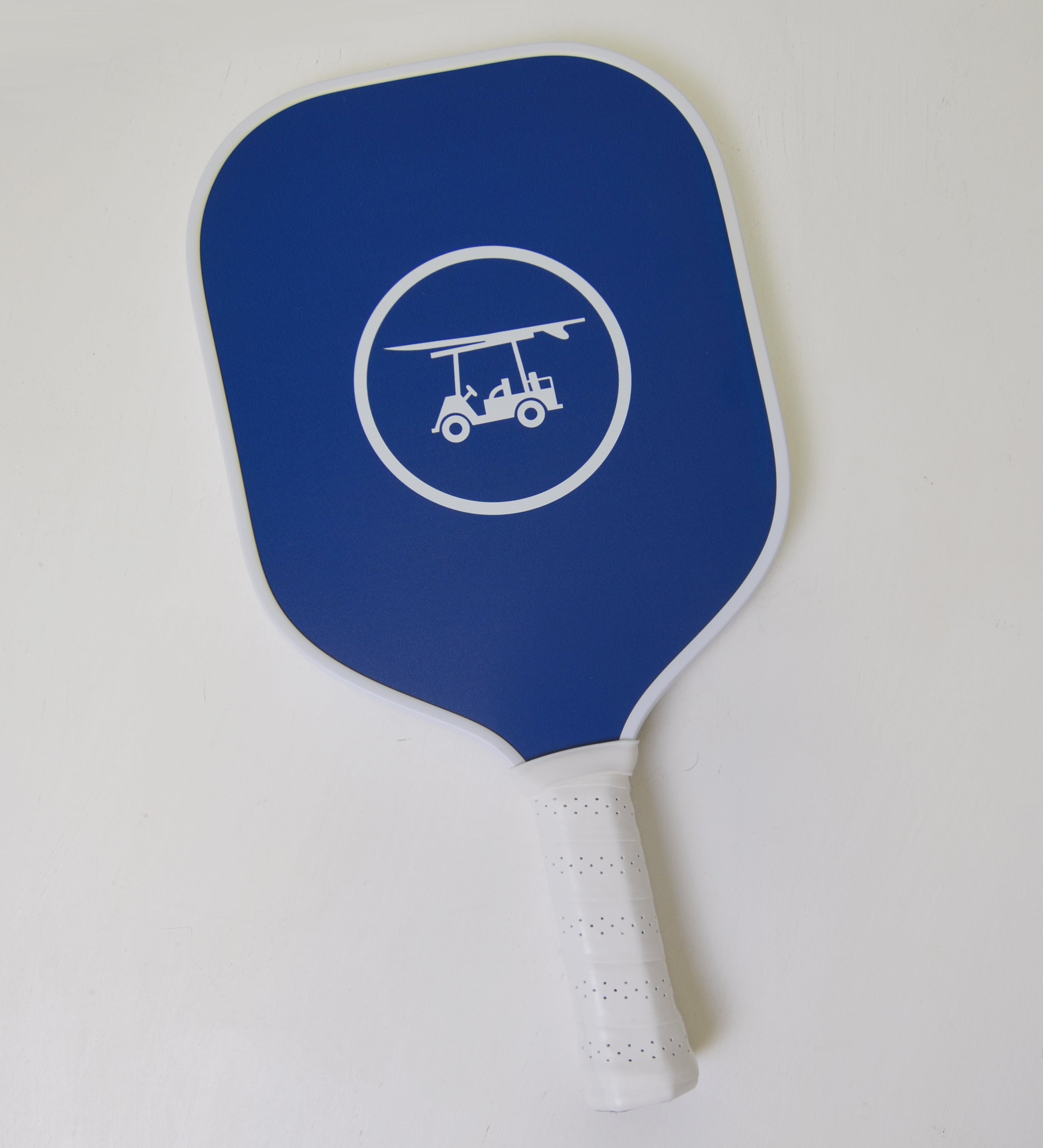 Pickleball Paddle Navy Circle Logo Bald Head Blues
