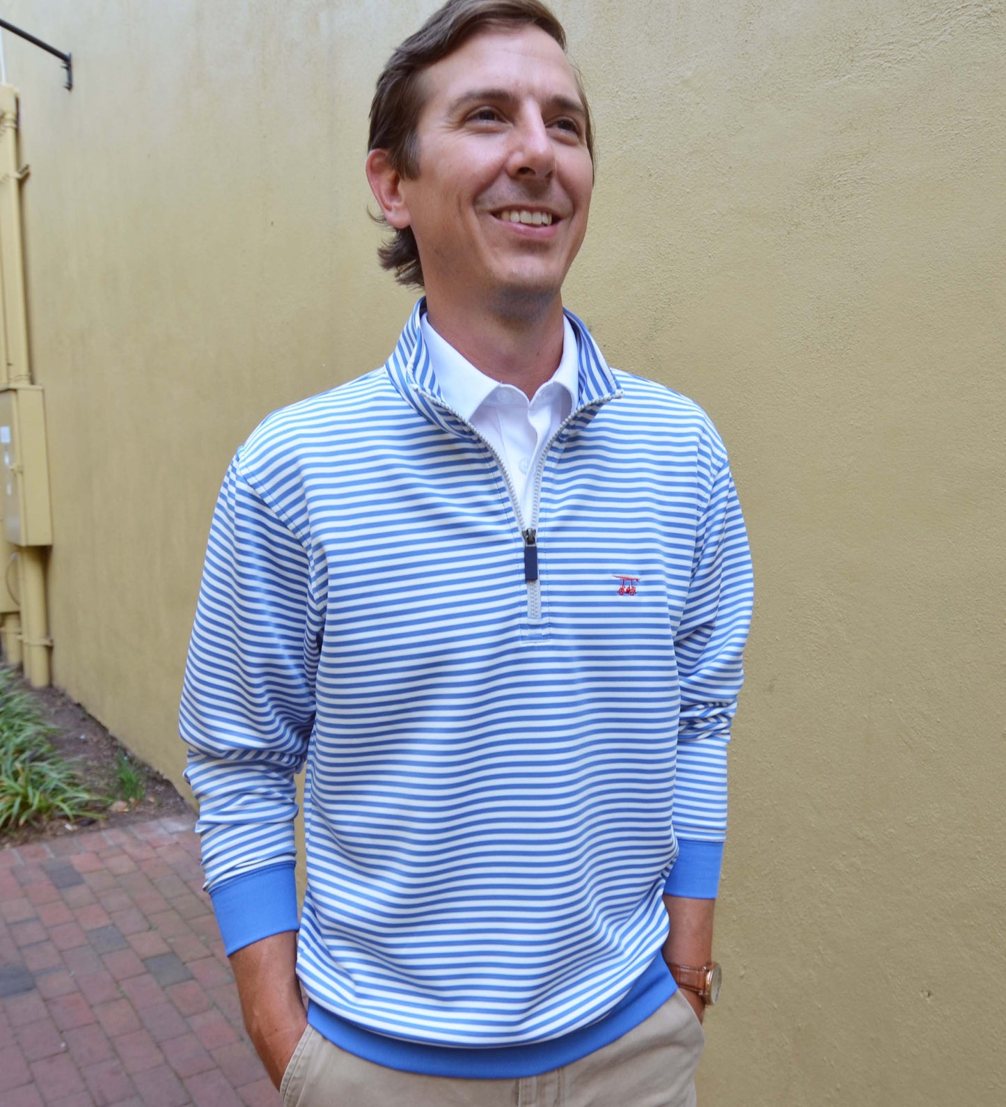 Dogwood Quarter Zip- Regatta/White