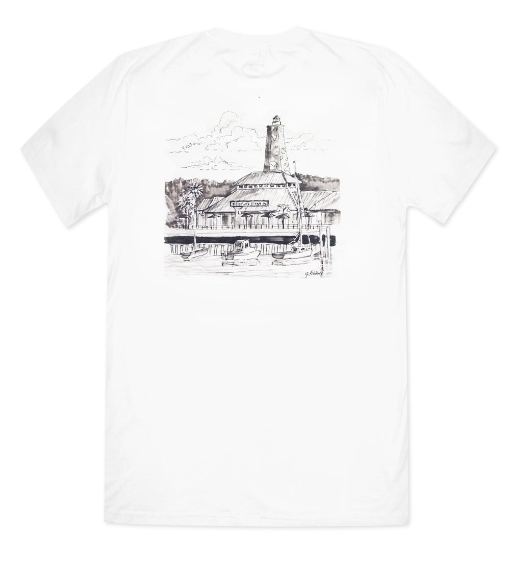 Island Tee Short Sleeve Ebb and Flow White Bald Head Blues