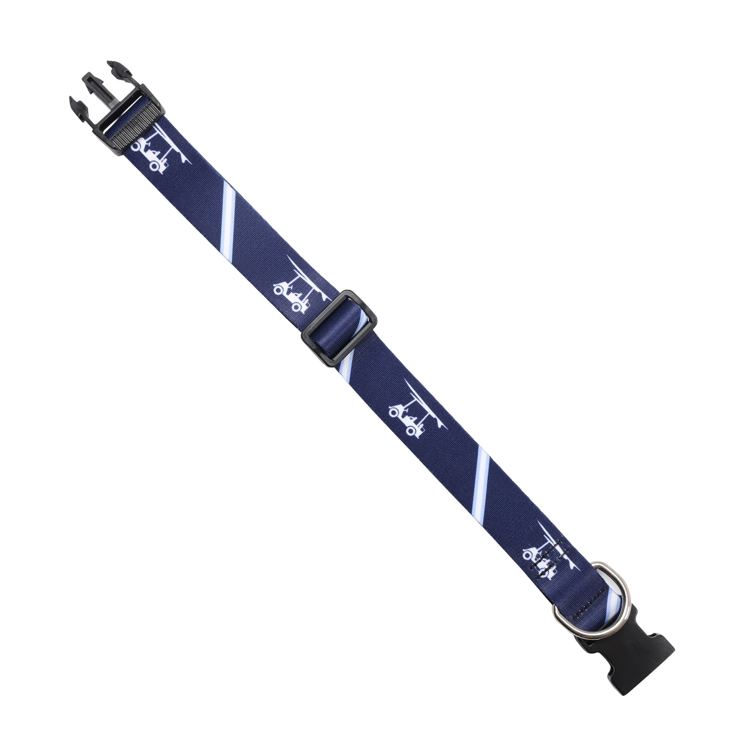 Printed Dog Collar - Golf Cart w/ Diagonal Stripe - Navy