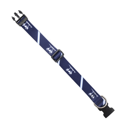Printed Dog Collar - Golf Cart w/ Diagonal Stripe - Navy
