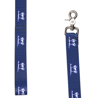 Printed Dog Leash - Golf Cart - Chevron Navy