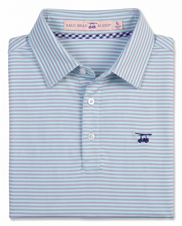 Albatross Polo Aruba/Lavender Feeder Stripe folded