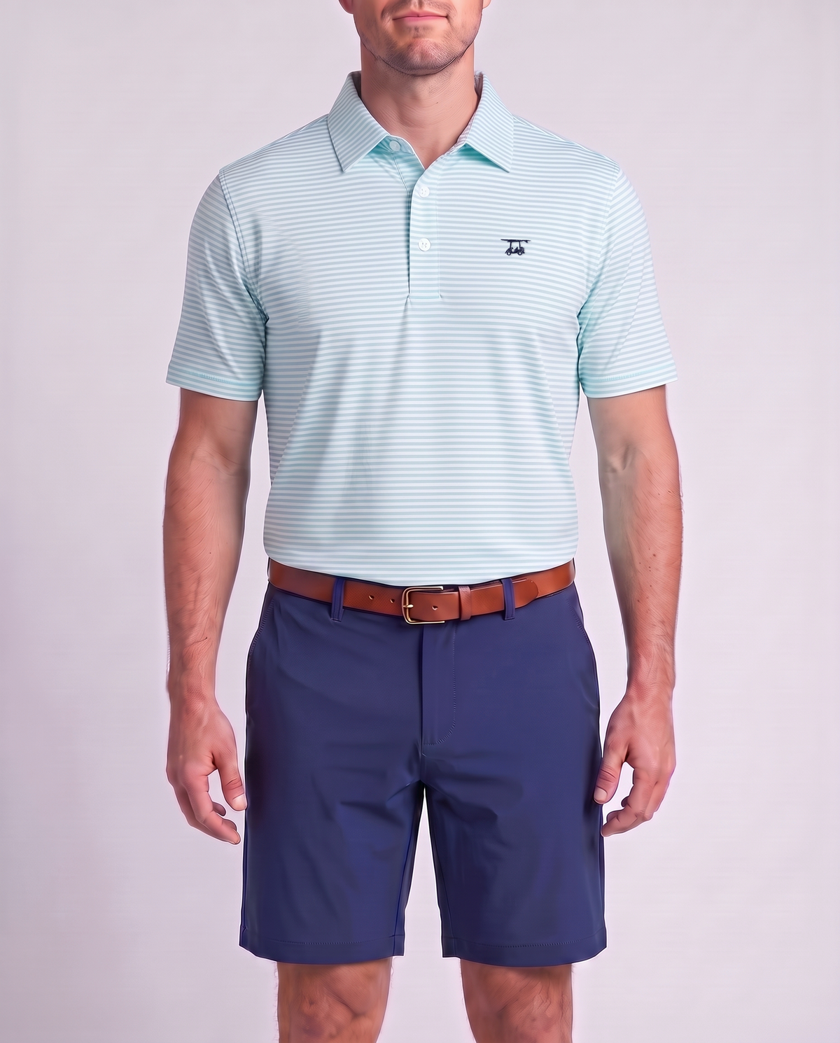 Albatross Polo Aruba/White Feeder Stripe on model