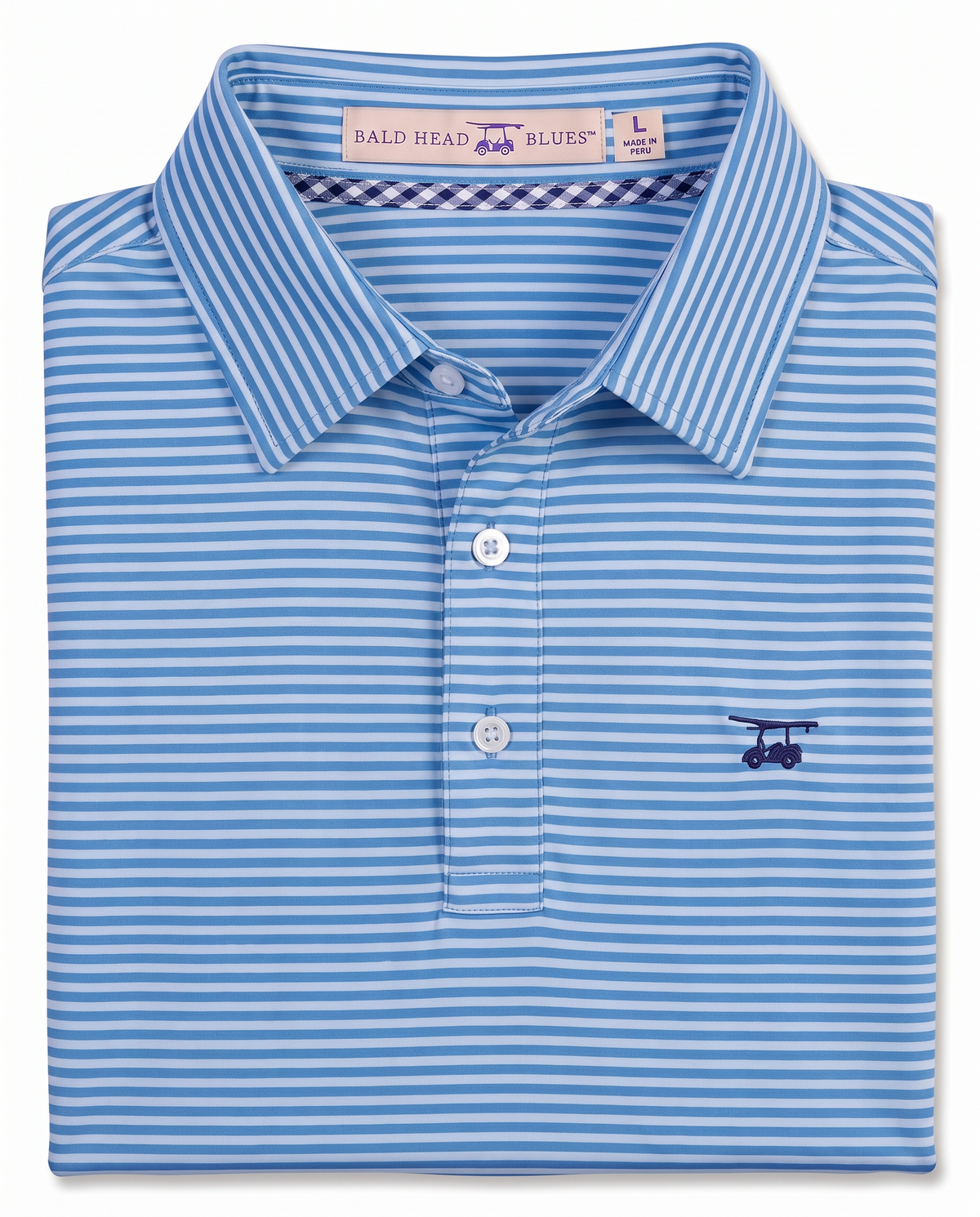 Albatross Polo Feeder Stripe - Azure Blue/Bell - Fold