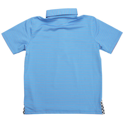 Youth Albatross Polo - Azure Blue / Coral Pinstripe