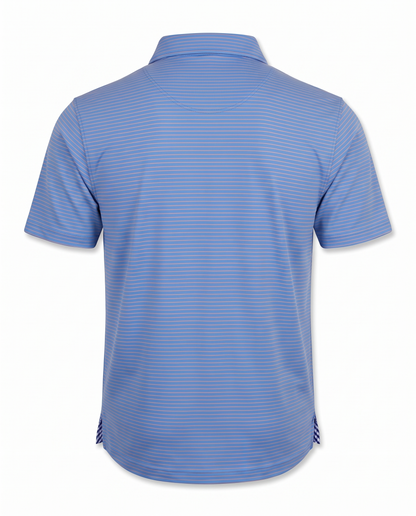 Albatross Polo Coral Azure Pinstripe back