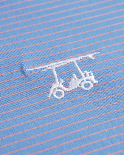 Albatross Polo Coral/Azure Pinstripe logo detail
