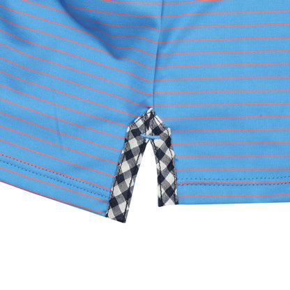 Youth Albatross Polo - Azure Blue / Coral Pinstripe