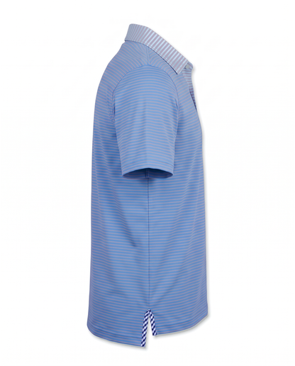 Albatross Polo Coral/Azure Pinstripe side