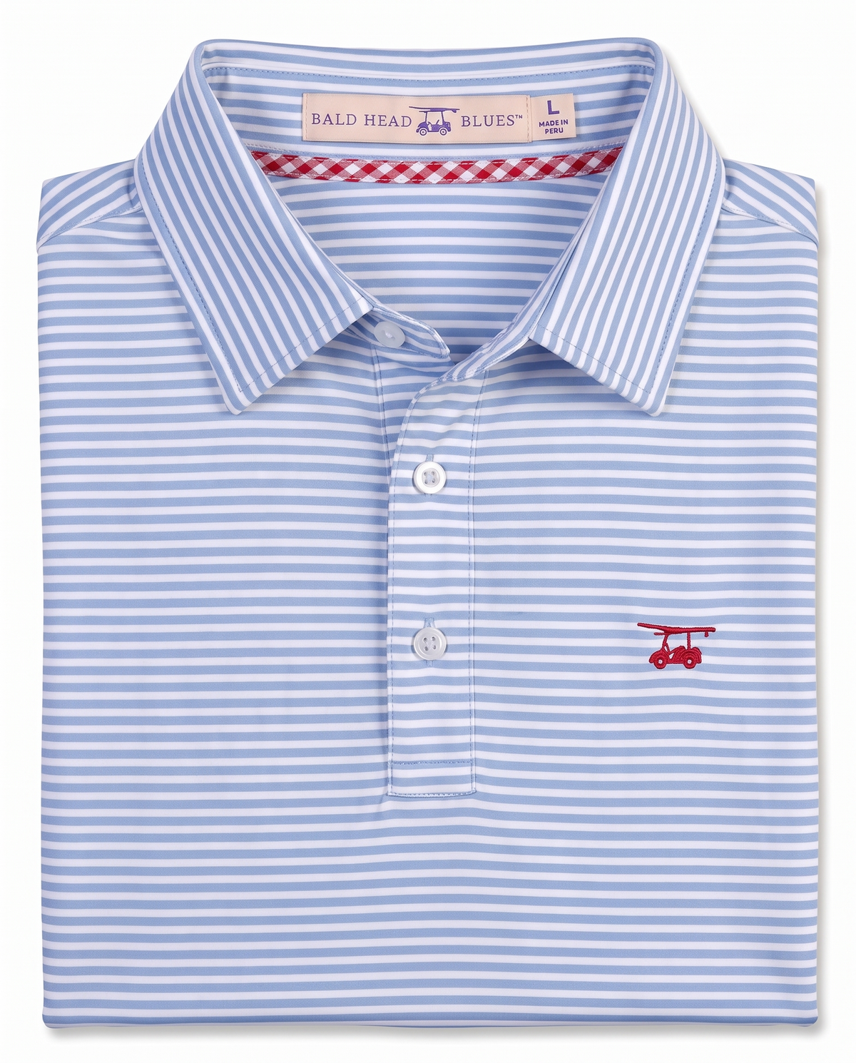 Albatross Polo Bell/White Feeder Stripe folded