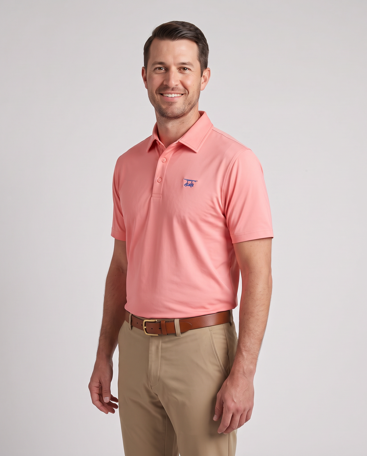 Albatross Polo Coral on model angled