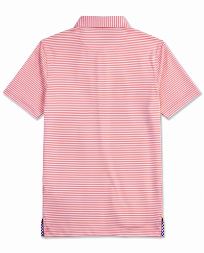 Albatross Polo Coral/White Feeder Stripe back