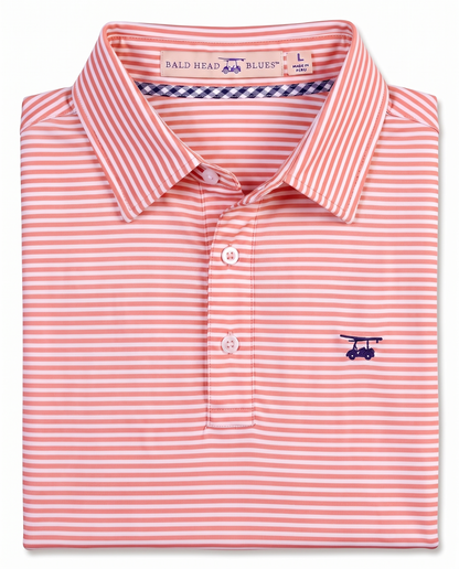 Albatross Polo Feeder Stripe - Coral/White - Fold