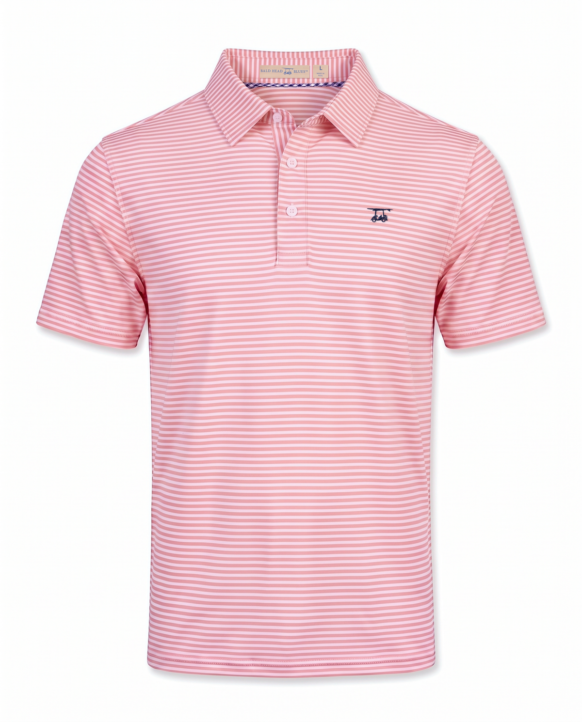 Albatross Polo Coral/White Feeder Stripe front