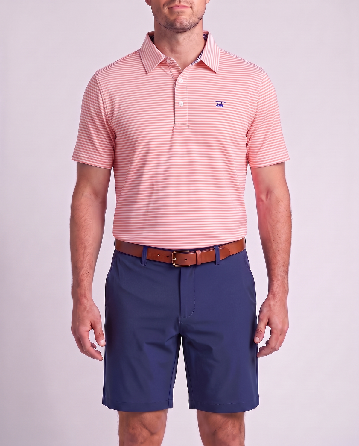 Albatross Polo Feeder Stripe - Coral/White - Model1
