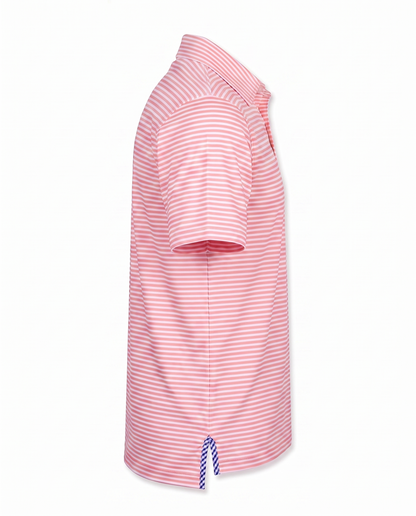 Albatross Polo Feeder Stripe - Coral/White - Side