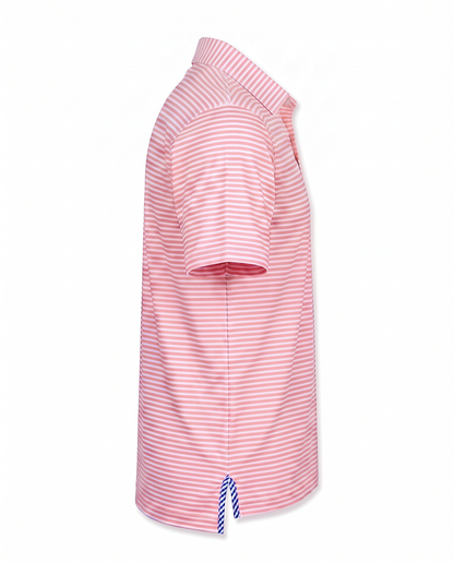 Albatross Polo Coral/White Feeder Stripe side