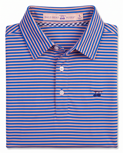 Albatross Polo Feeder Stripe - Electric Blue/Peach - Fold