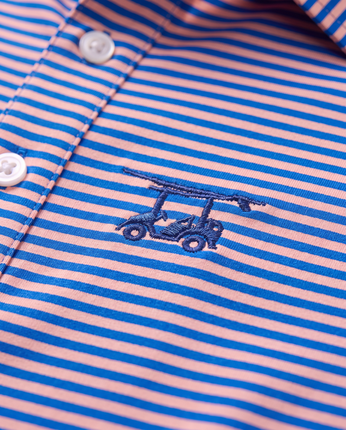 Albatross Polo Feeder Stripe - Electric Blue/Peach - Logo