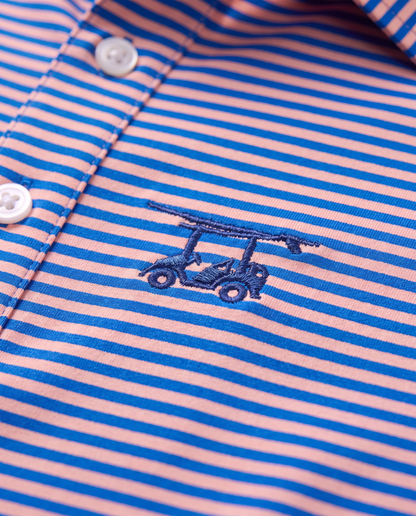 Albatross Polo Feeder Stripe - Electric Blue/Peach - Logo