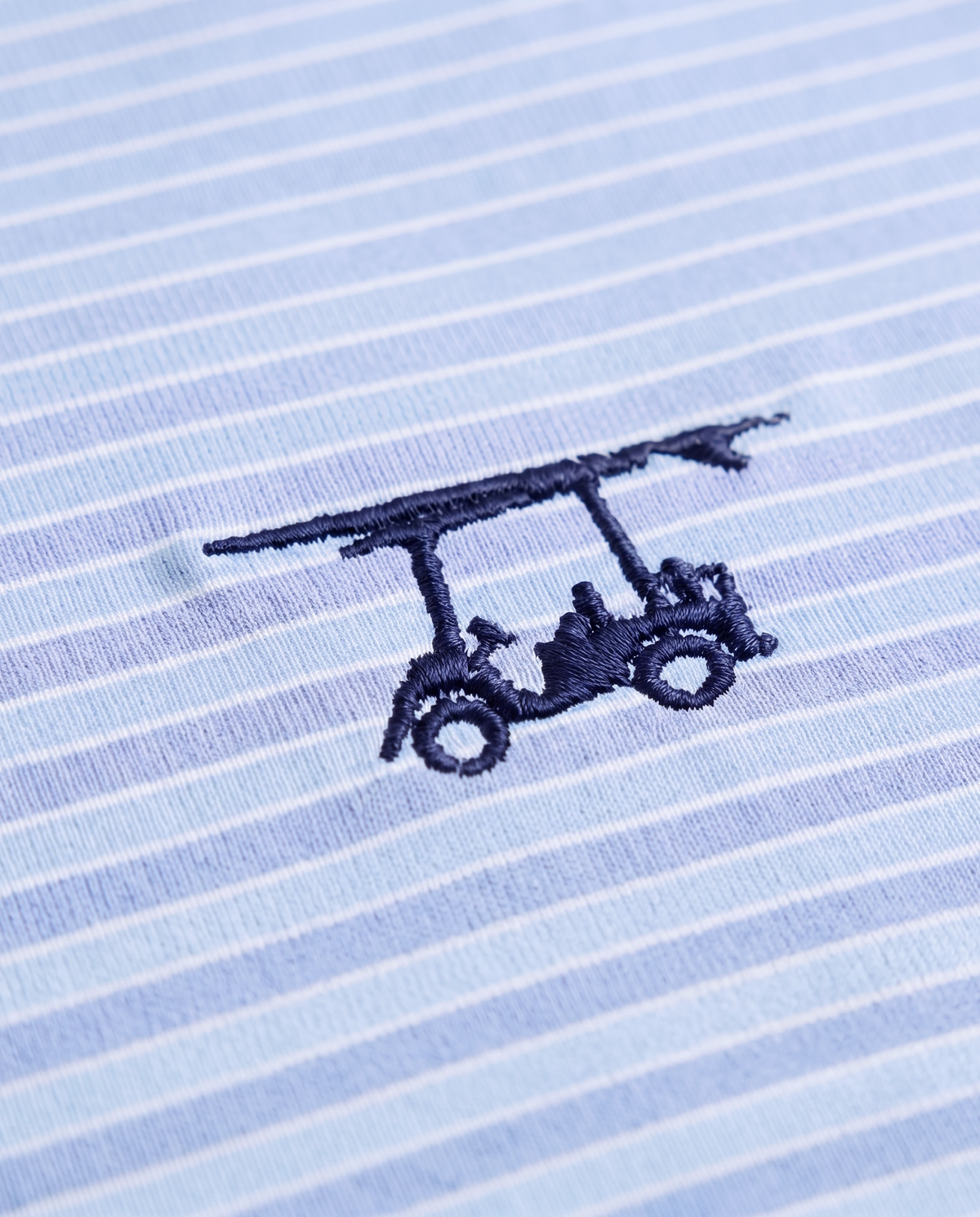 Albatross Polo Blush/Bell Pinstripe logo detail