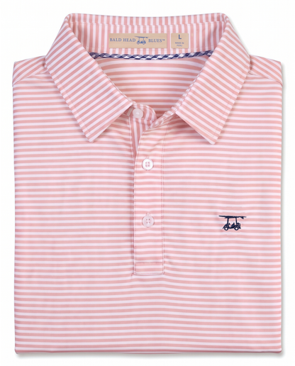 Albatross Polo Blush/White Feeder Stripe folded
